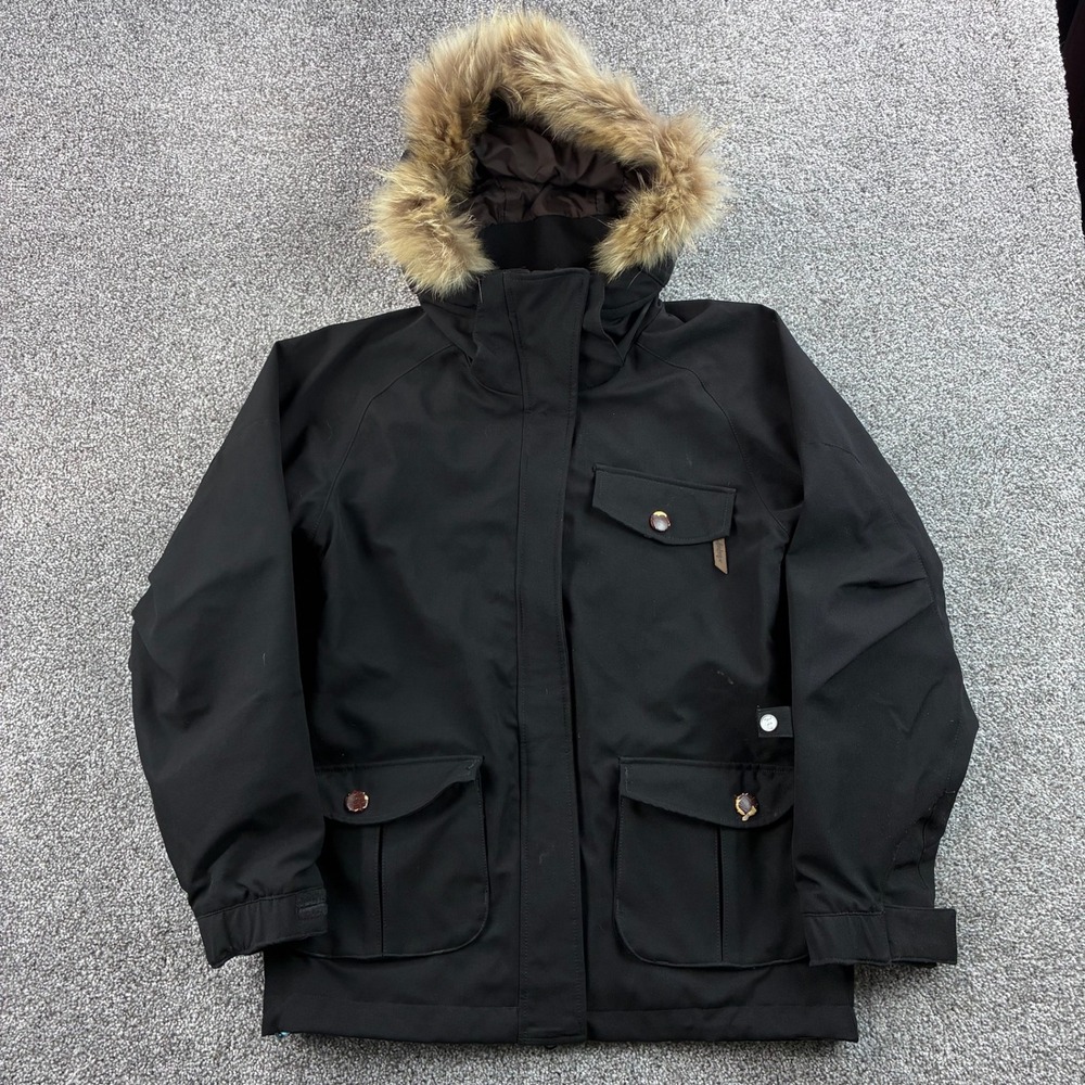 Mistral Mountain Snow Jacket Women's Large Black Faux Fur Hood Hooded Parka Coat